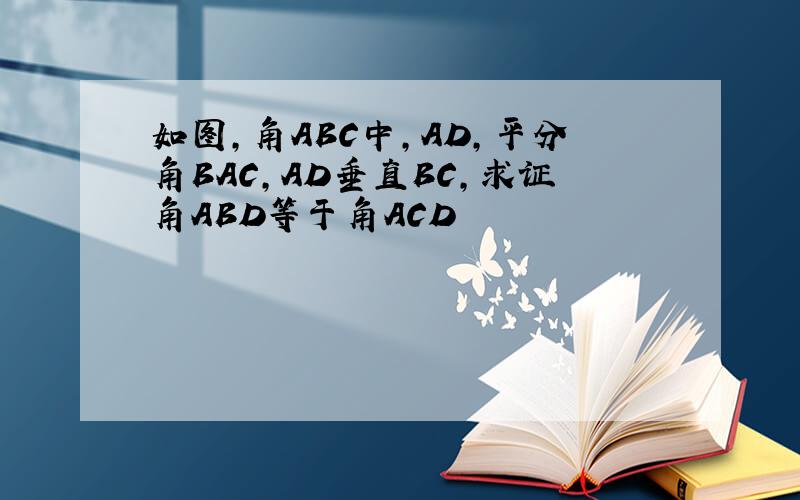 如图,角ABC中,AD,平分角BAC,AD垂直BC,求证角ABD等于角ACD