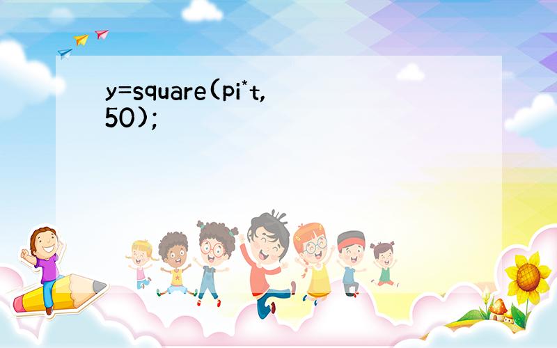 y=square(pi*t,50);