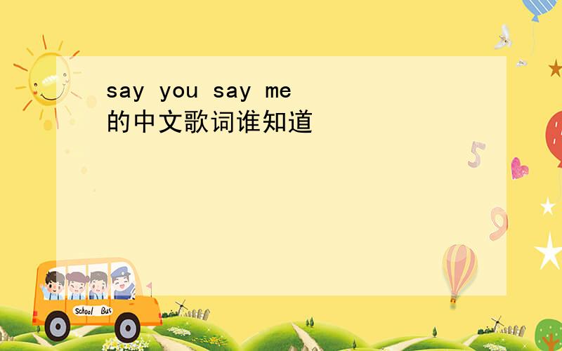 say you say me的中文歌词谁知道
