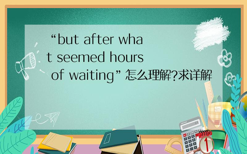 “but after what seemed hours of waiting”怎么理解?求详解