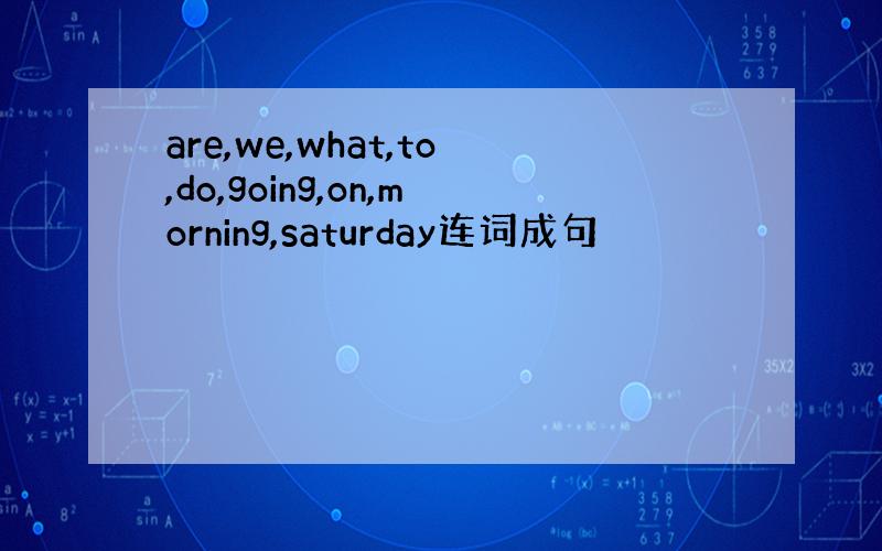 are,we,what,to,do,going,on,morning,saturday连词成句