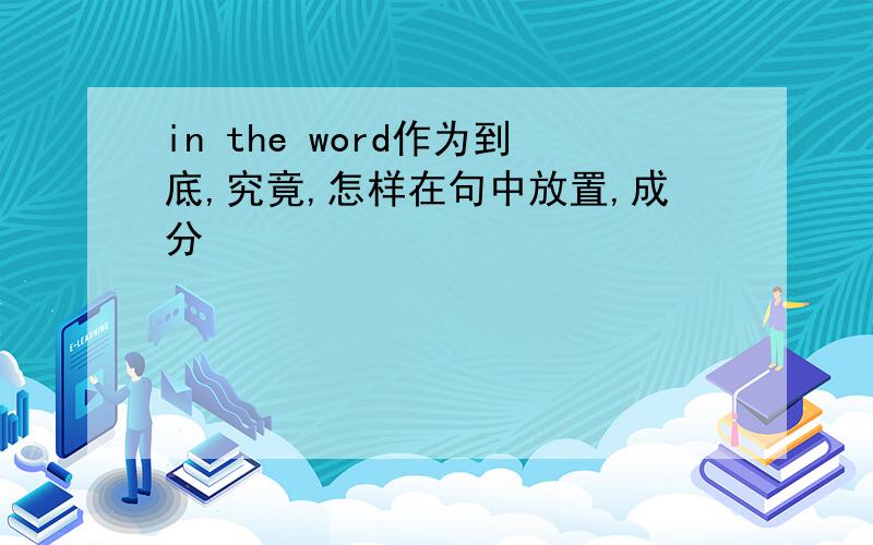 in the word作为到底,究竟,怎样在句中放置,成分