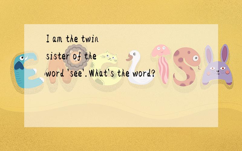 I am the twin sister of the word 'see'.What's the word?