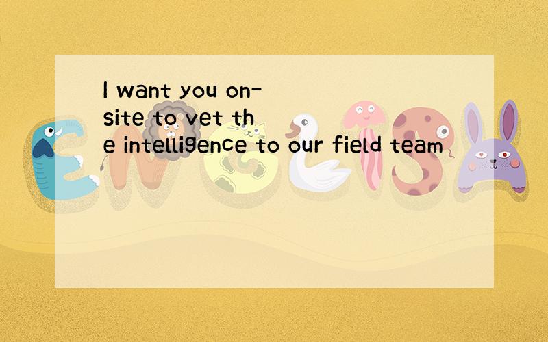 I want you on-site to vet the intelligence to our field team