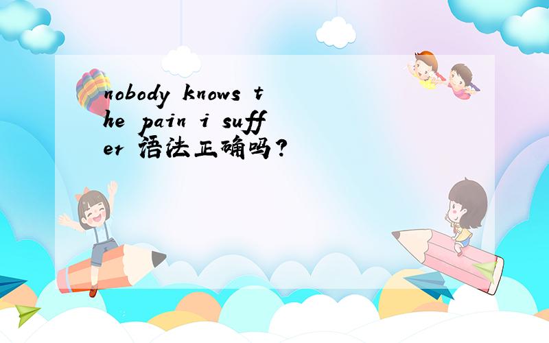 nobody knows the pain i suffer 语法正确吗?