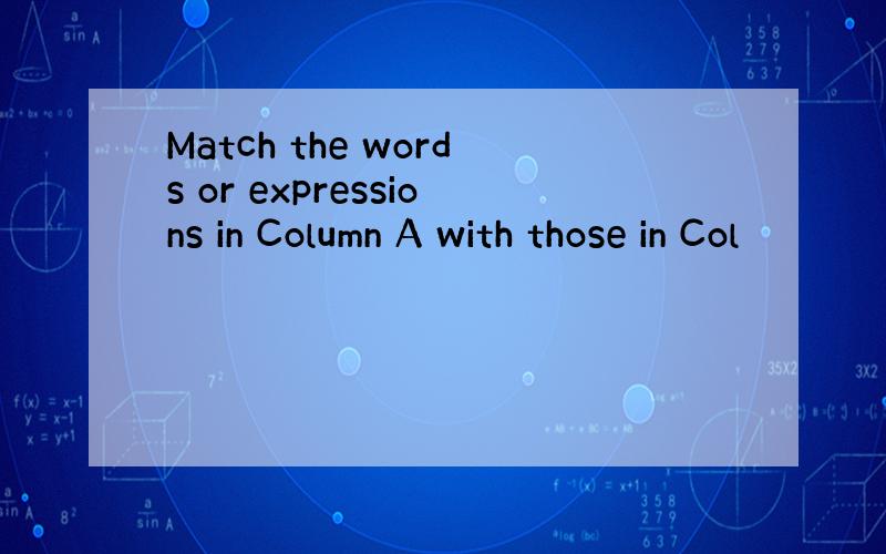 Match the words or expressions in Column A with those in Col