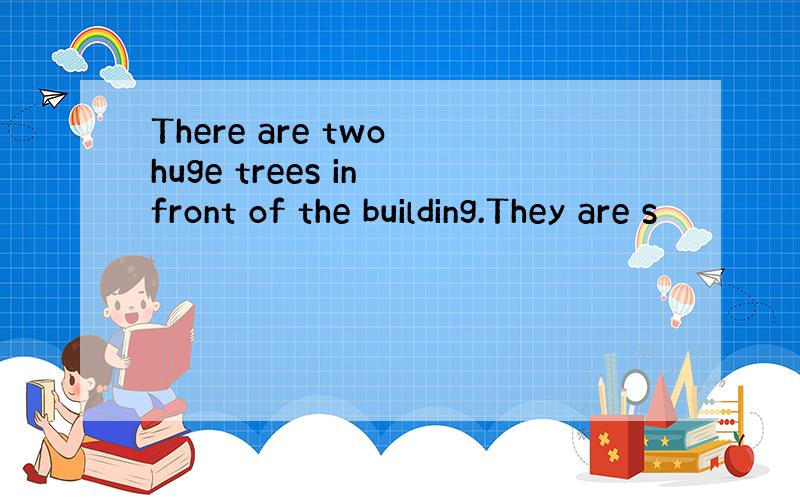 There are two huge trees in front of the building.They are s