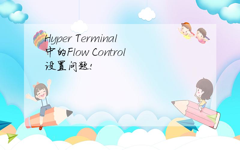 Hyper Terminal中的Flow Control设置问题!