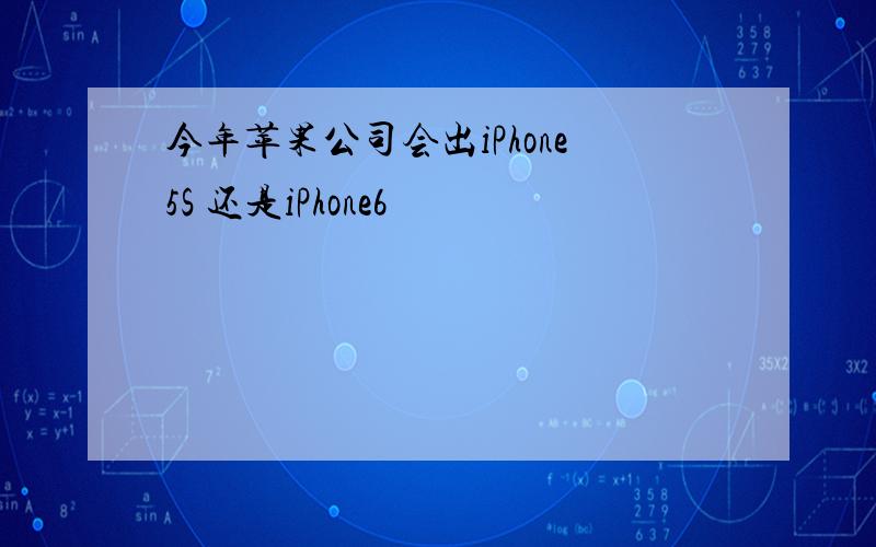 今年苹果公司会出iPhone5S 还是iPhone6