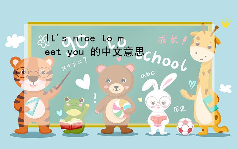 It's nice to meet you 的中文意思