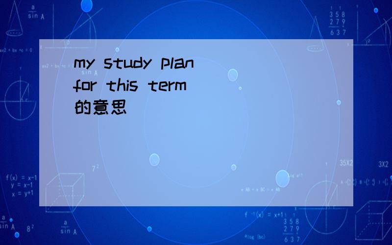 my study plan for this term 的意思