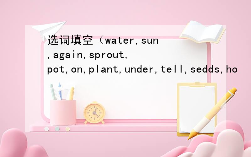 选词填空（water,sun,again,sprout,pot,on,plant,under,tell,sedds,ho