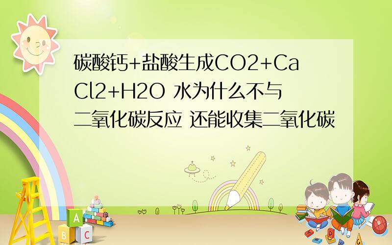 碳酸钙+盐酸生成CO2+CaCl2+H2O 水为什么不与二氧化碳反应 还能收集二氧化碳