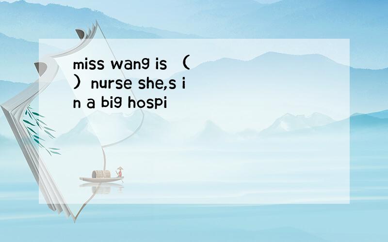 miss wang is （）nurse she,s in a big hospi