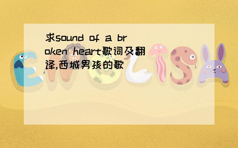 求sound of a broken heart歌词及翻译,西城男孩的歌