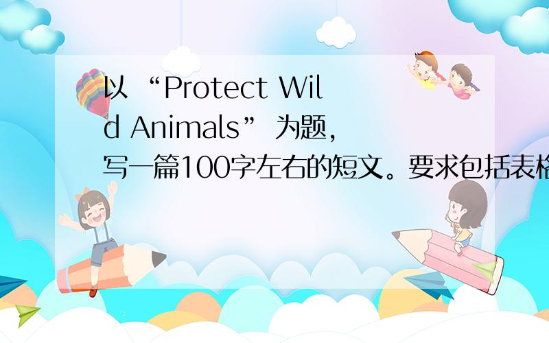 以 “Protect Wild Animals” 为题，写一篇100字左右的短文。要求包括表格中所列要点，可适当添加细节