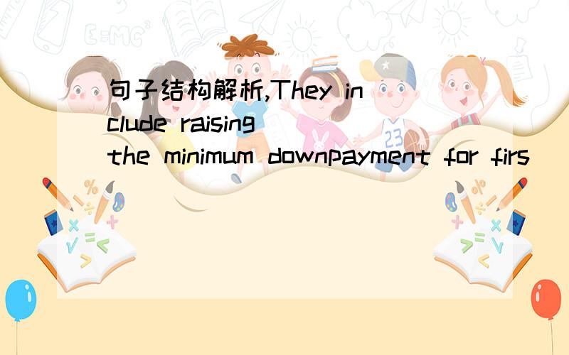 句子结构解析,They include raising the minimum downpayment for firs