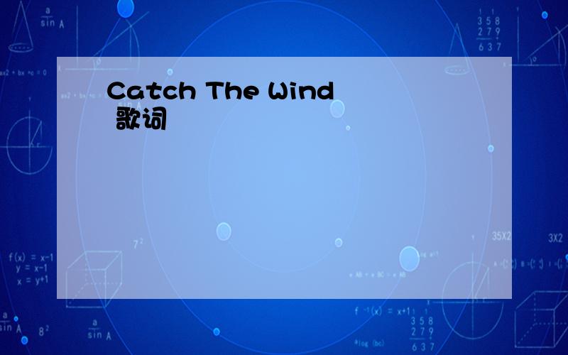 Catch The Wind 歌词