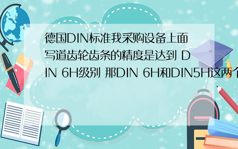 德国DIN标准我采购设备上面写道齿轮齿条的精度是达到 DIN 6H级别 那DIN 6H和DIN5H这两个精度哪个比较高,