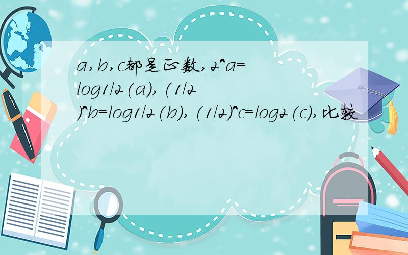 a,b,c都是正数,2^a=log1/2(a),(1/2)^b=log1/2(b),(1/2)^c=log2(c),比较