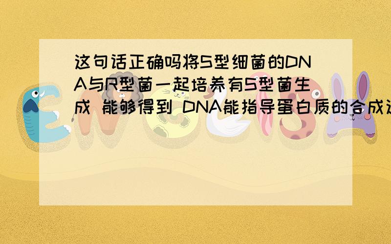 这句话正确吗将S型细菌的DNA与R型菌一起培养有S型菌生成 能够得到 DNA能指导蛋白质的合成这样的结论吗