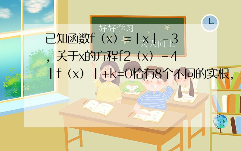 已知函数f（x）=|x|-3，关于x的方程f2（x）-4|f（x）|+k=0恰有8个不同的实根，则实数k的取值范围是__