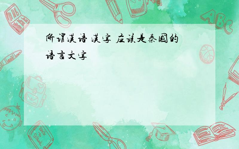 所谓汉语 汉字 应该是秦国的语言文字