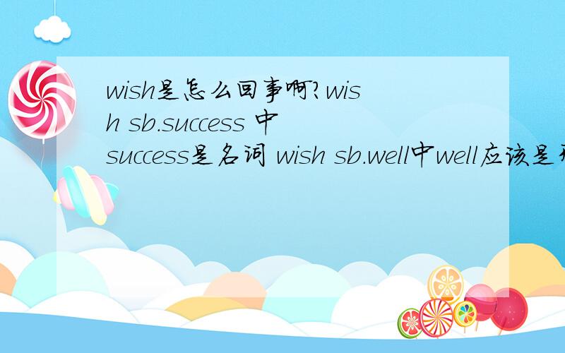 wish是怎么回事啊?wish sb.success 中success是名词 wish sb.well中well应该是形