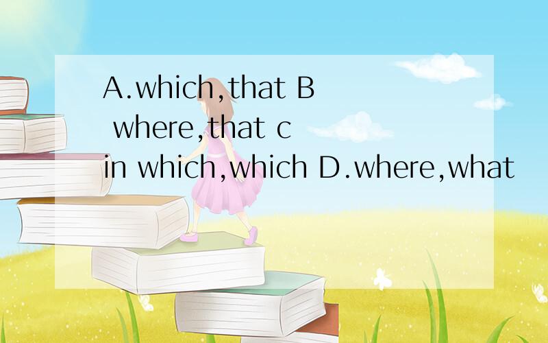 A.which,that B where,that c in which,which D.where,what