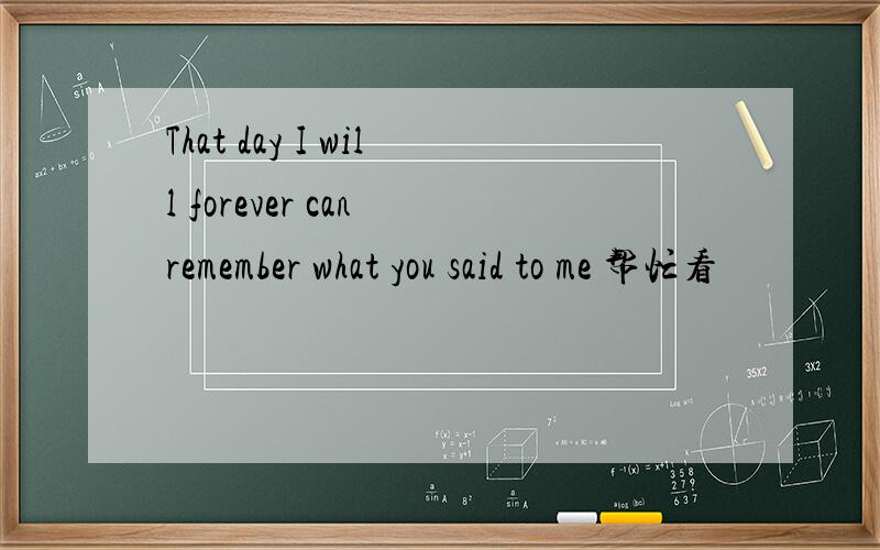 That day I will forever can remember what you said to me 帮忙看