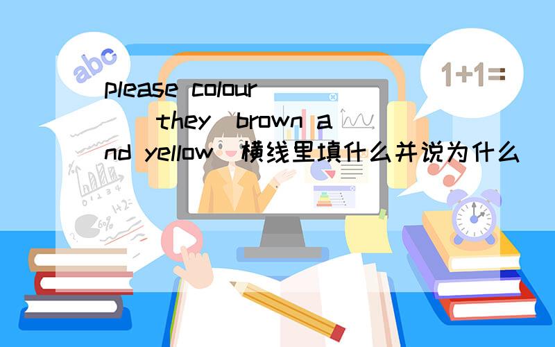 please colour__(they)brown and yellow(横线里填什么并说为什么