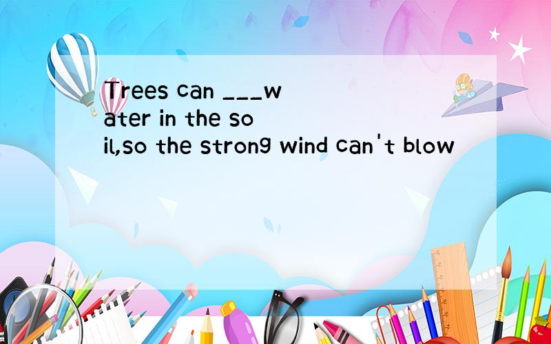 Trees can ___water in the soil,so the strong wind can't blow