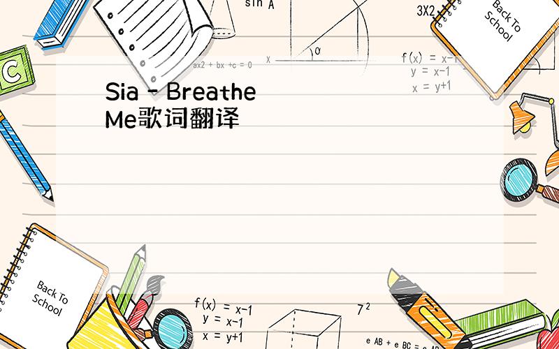 Sia - Breathe Me歌词翻译