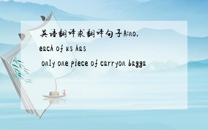 英语翻译求翻译句子A:no,each of us has only one piece of carryon bagga