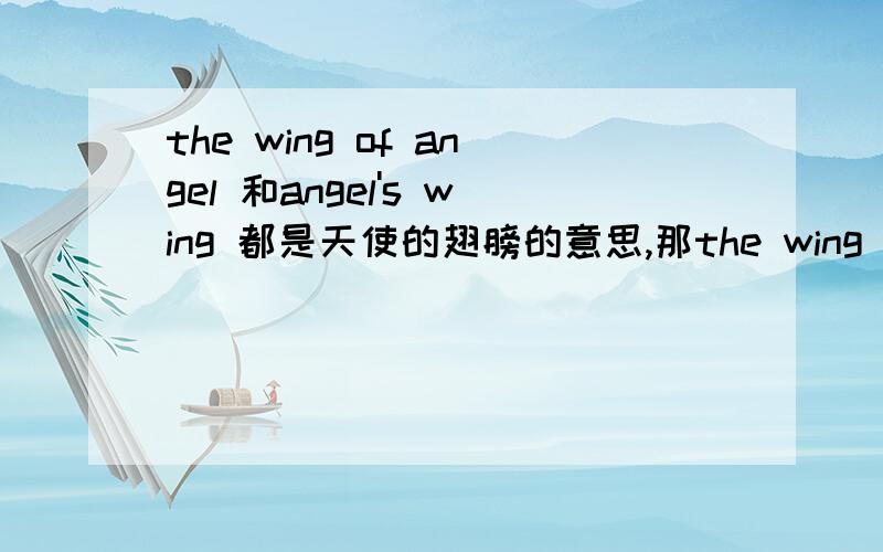 the wing of angel 和angel's wing 都是天使的翅膀的意思,那the wing of ange