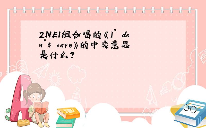 2NE1组合唱的《I’ don’t care》的中文意思是什么?